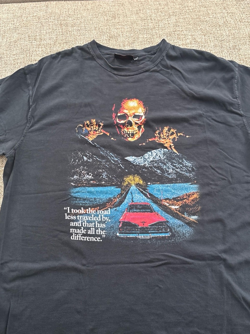Black Graphic Skull & Car Short Sleeve Tee